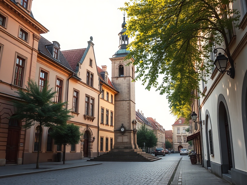 Panorama miasta Siemianowice Śląskie z widocznym Pałacem Donnersmarcków i terenami zielonymi.